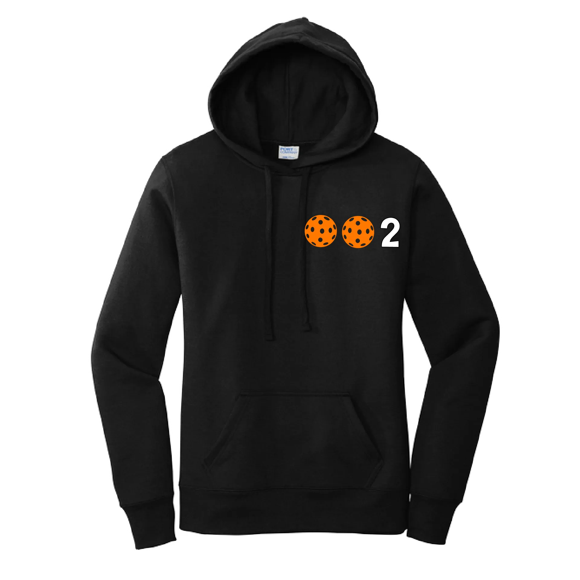 002 With Pickleballs Customizable (Colors Yellow White Pink Orange Purple) | Women’s Fitted Hoodie Pickleball Sweatshirt | 50% Cotton 50% Poly Fleece