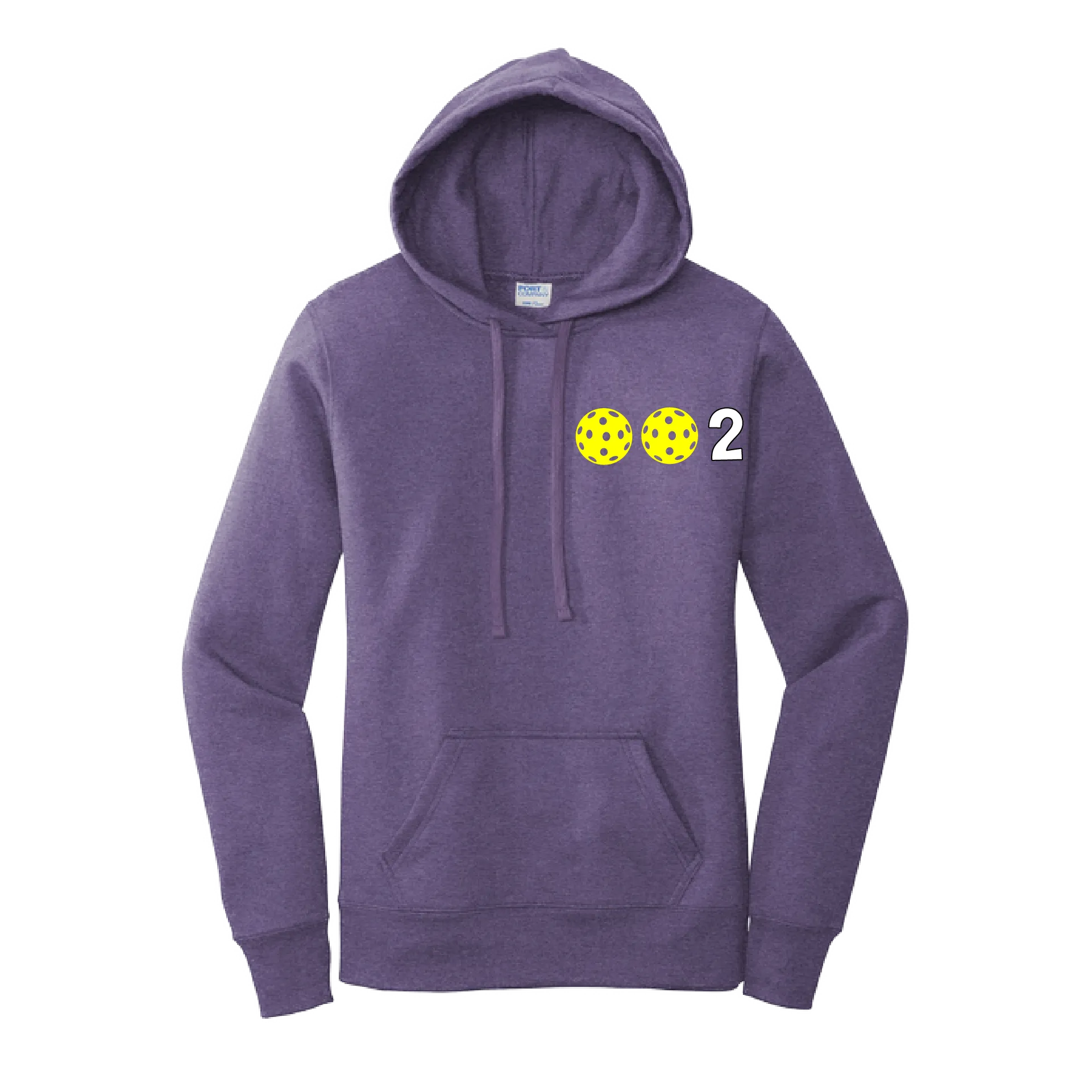 002 With Pickleballs Customizable (Colors Yellow White Pink Orange Purple) | Women’s Fitted Hoodie Pickleball Sweatshirt | 50% Cotton 50% Poly Fleece