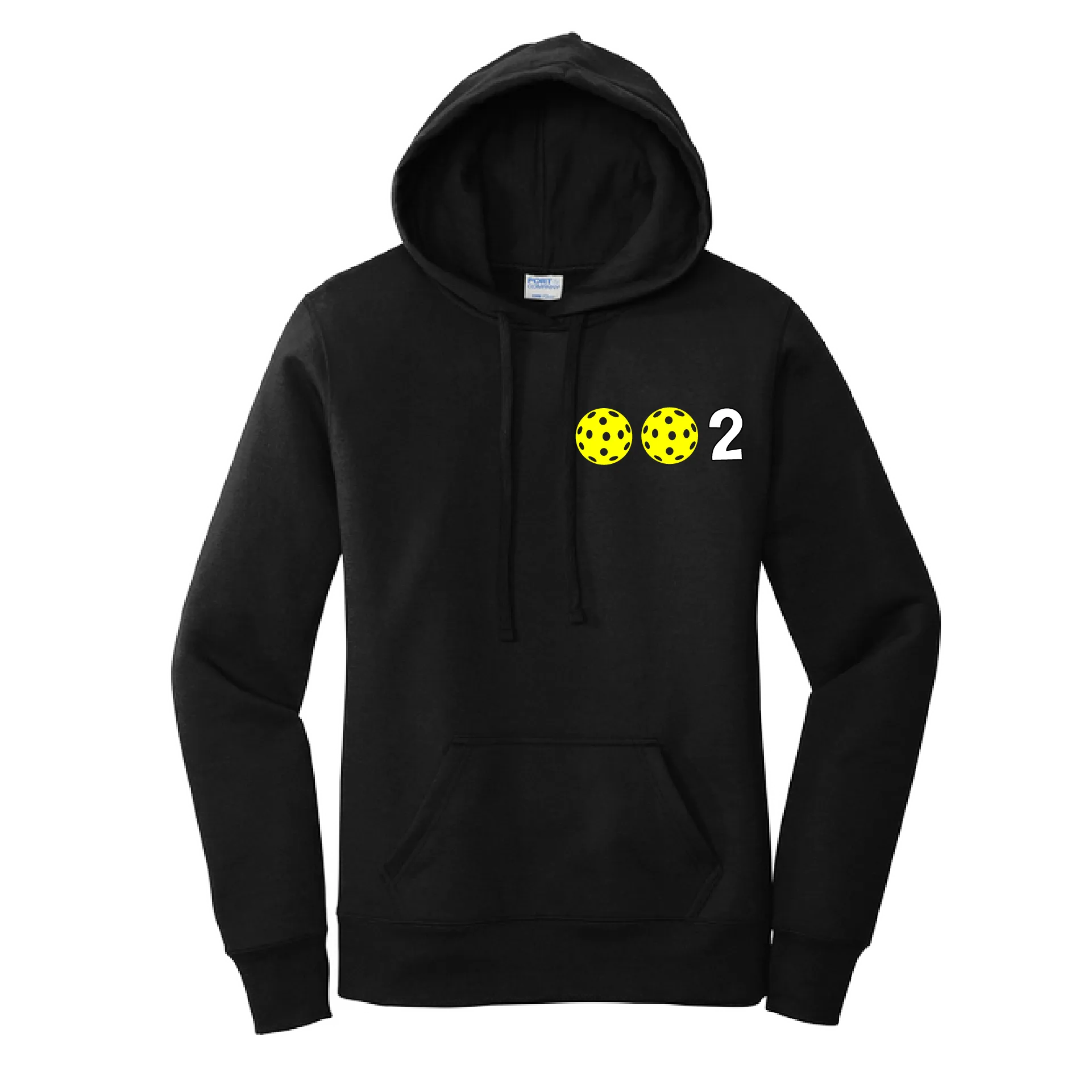 002 With Pickleballs Customizable (Colors Yellow White Pink Orange Purple) | Women’s Fitted Hoodie Pickleball Sweatshirt | 50% Cotton 50% Poly Fleece