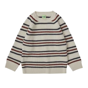 1424-RAGLAN SWEATER-Ecru/Pond Blue/Clay