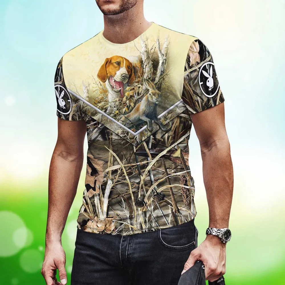 3D Dog T Shirts, Beagle Hunting Rabbits All Over Print T-Shirt, Gift For Pet Loves