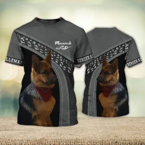 3D Dog T Shirts, Berger Allemand Love Never Walk Alone All Over Print T-Shirt, Gift For Pet Loves