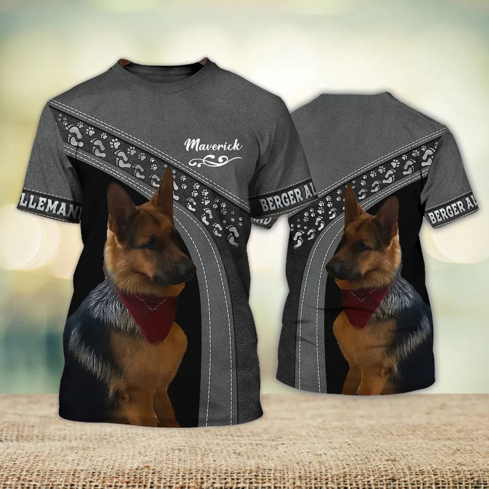 3D Dog T Shirts, Berger Allemand Love Never Walk Alone All Over Print T-Shirt, Gift For Pet Loves