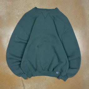 90s Green Russell Athletic Blank Essential Crewneck Sweatshirt M Q65