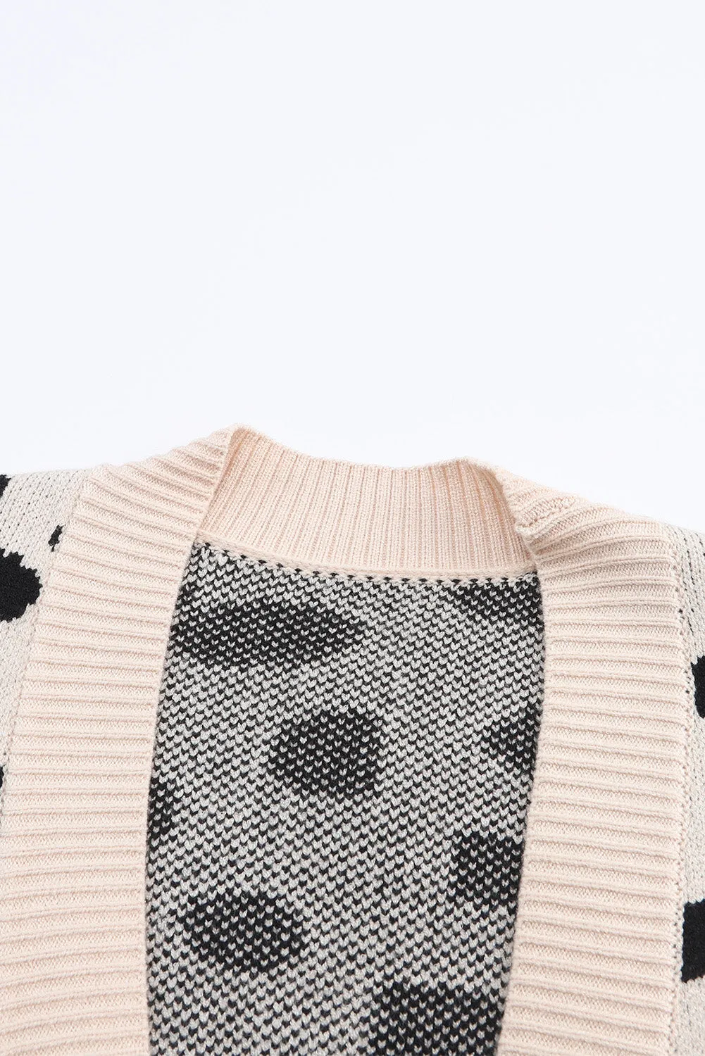Animal Spotted Pattern Open Front Cardigan