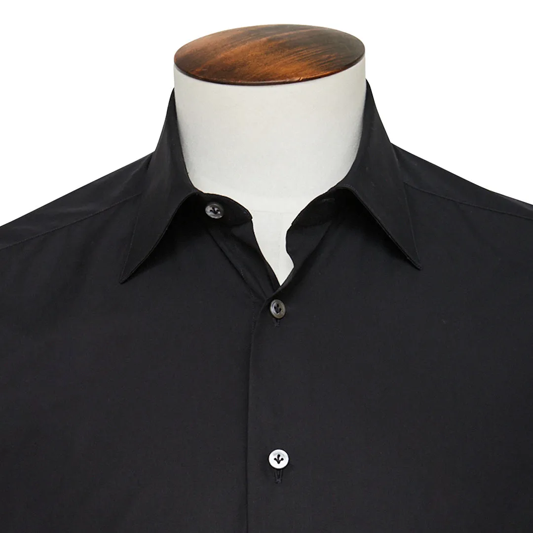 Black Alto Handmade Spread-Collar Shirt