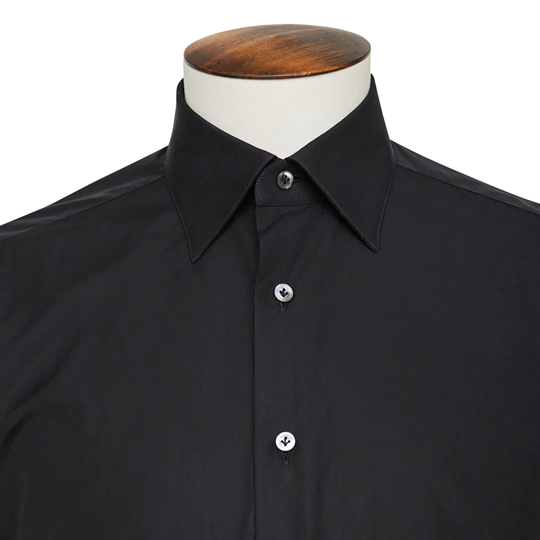 Black Alto Handmade Spread-Collar Shirt