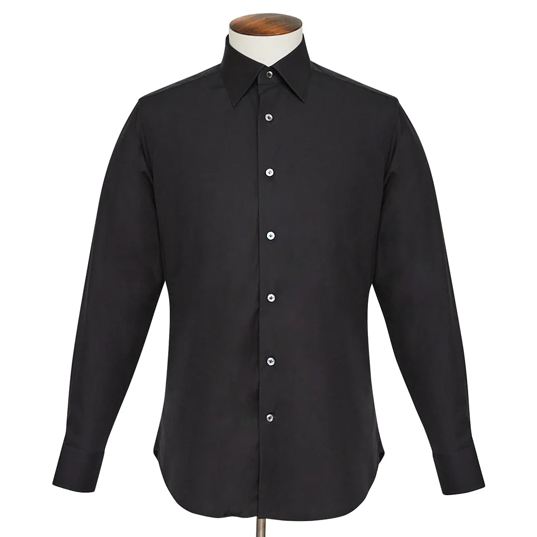 Black Alto Handmade Spread-Collar Shirt
