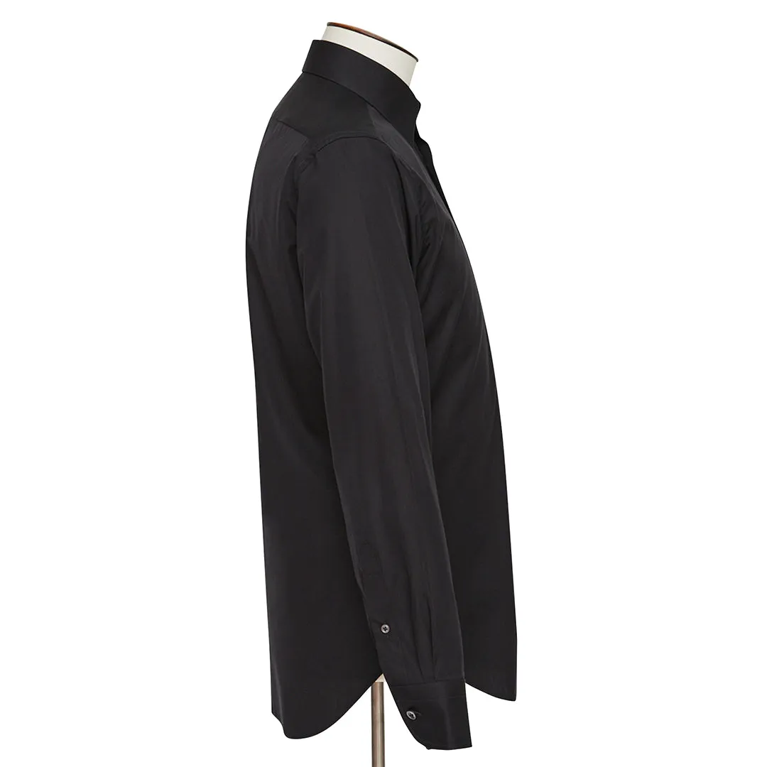 Black Alto Handmade Spread-Collar Shirt