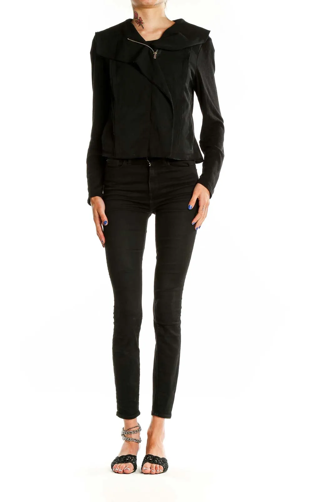 Black Asymmetrical Zip-Front Jacket