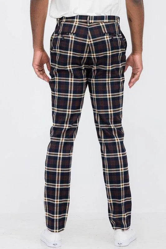 Blue Multi Plaid Trouser Pants