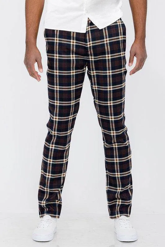 Blue Multi Plaid Trouser Pants