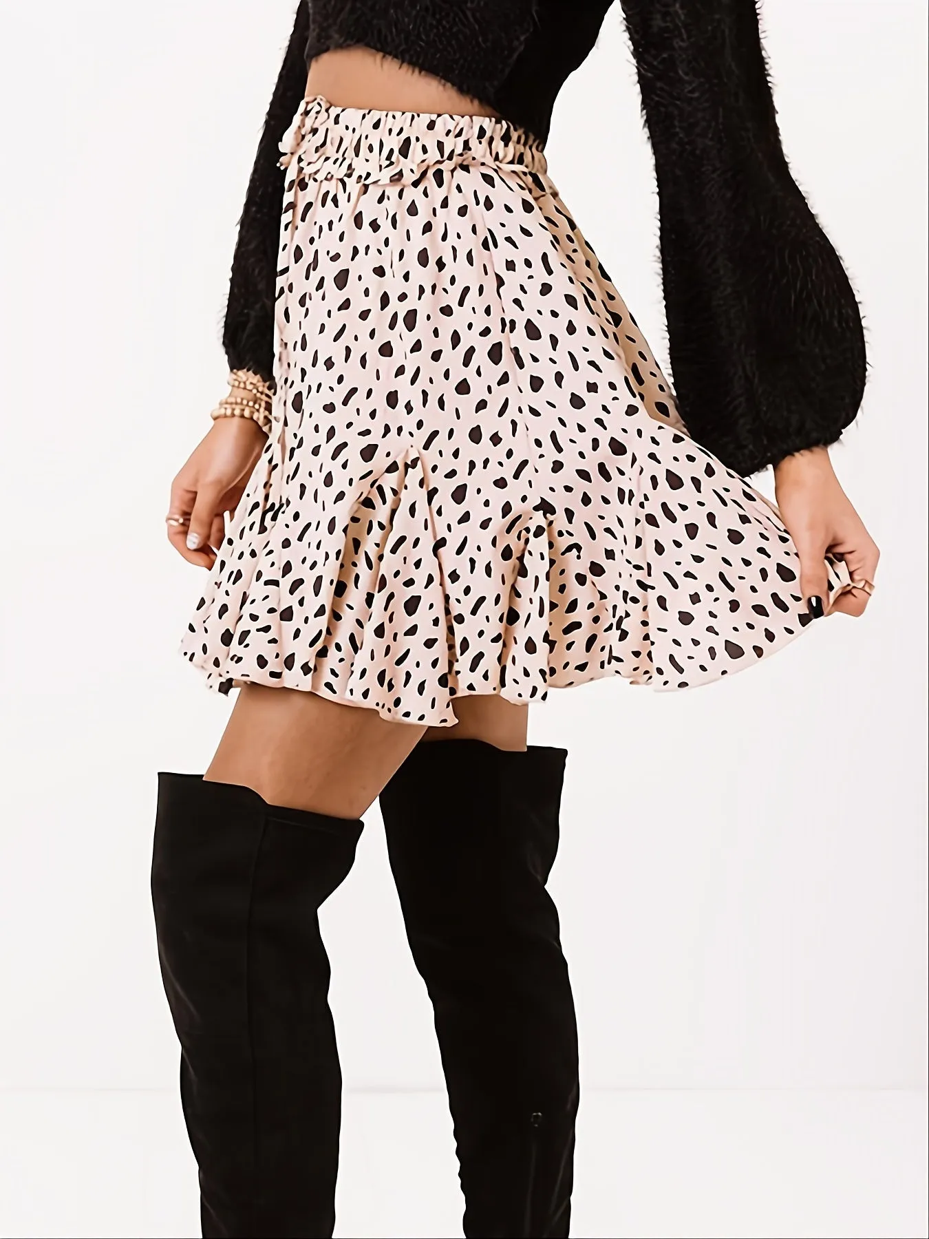 Casual Floral Print Pleated Street Lace Up Fashion High Waist Vacation Skirt
