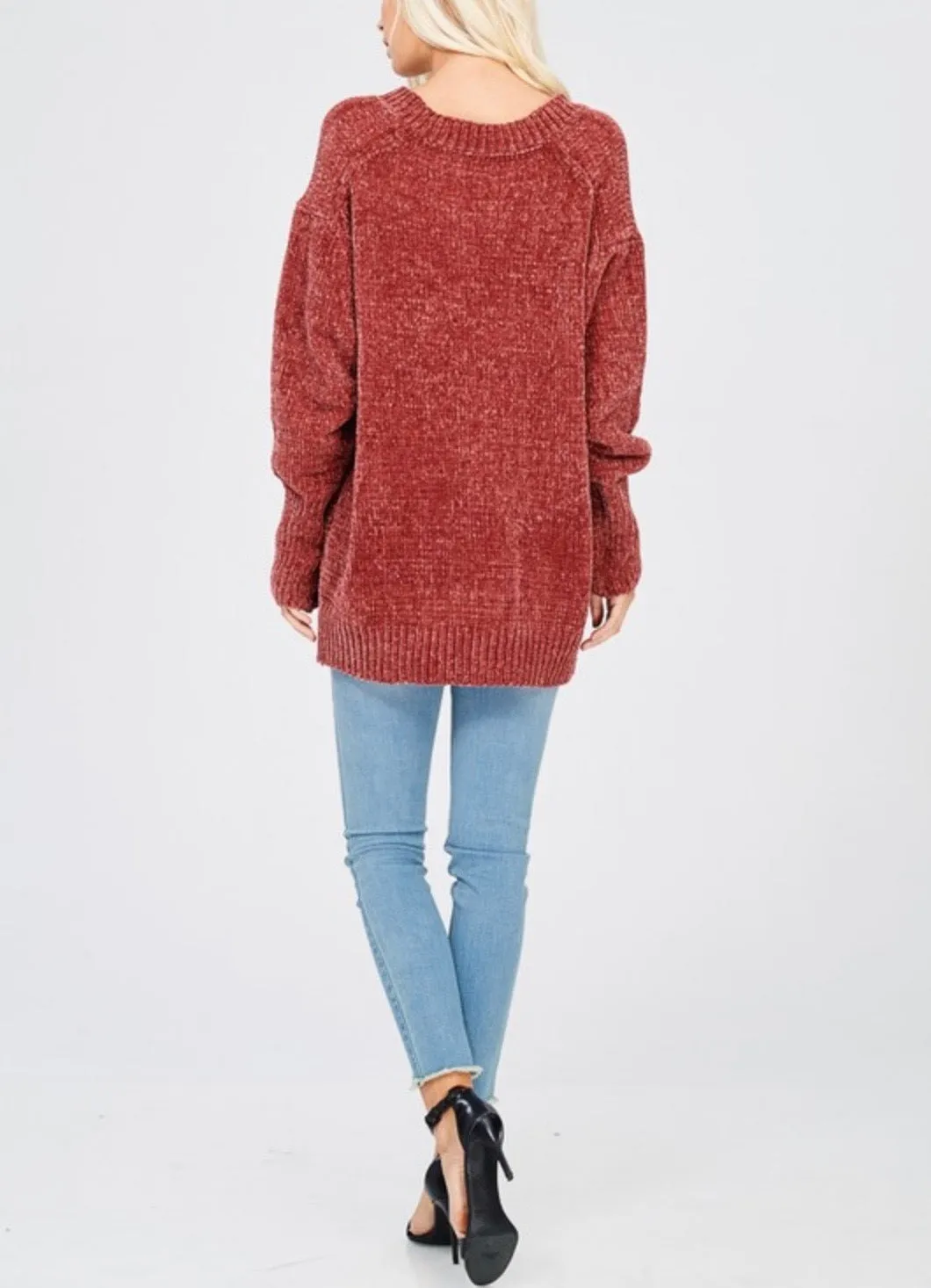 Chenille Oversized Sweater in Dark Ginger