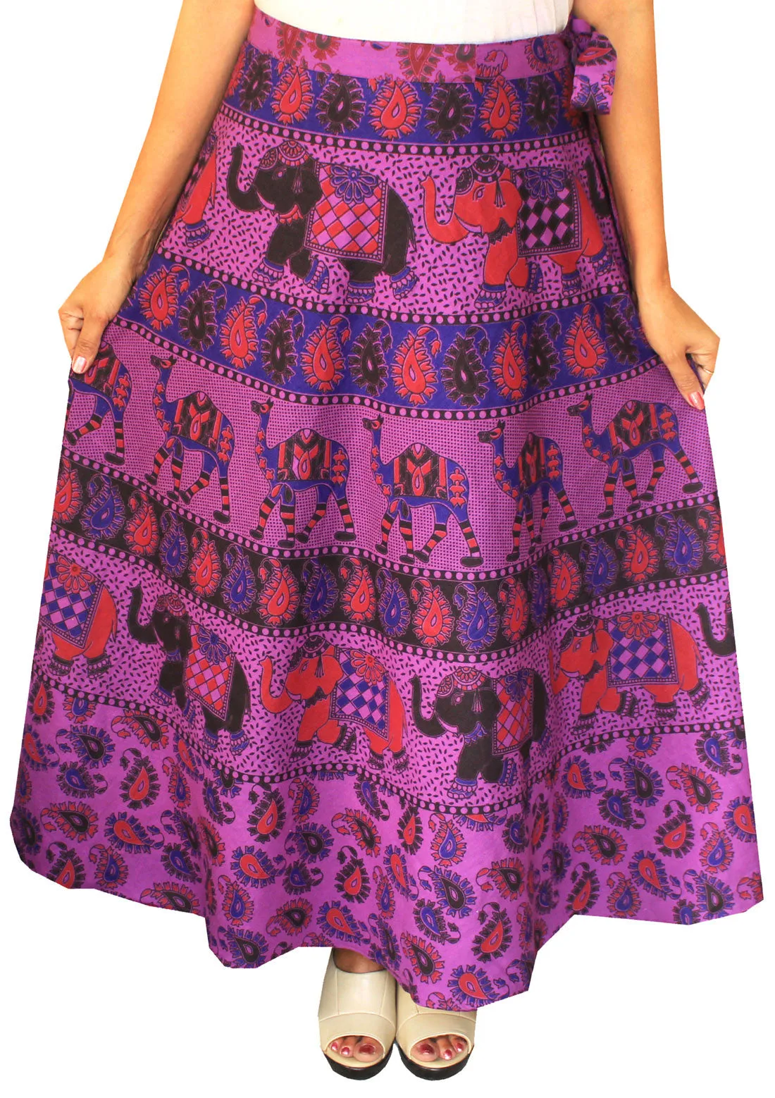 Cotton Long Skirts Wrap Around Womens Indian Clothes (Purple)