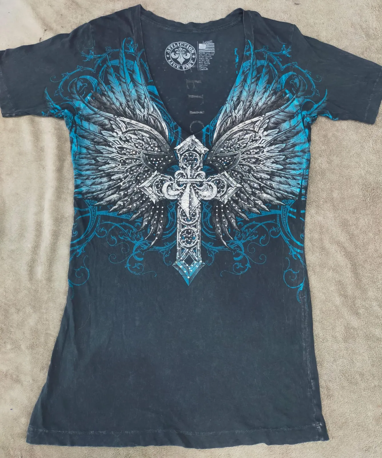 CR1752 Ladies Gold & Gothic Skull T-shirts - 25 Pcs