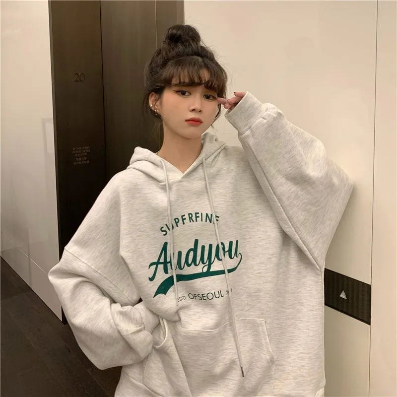 Cute Letter Printed Loose Hoodies