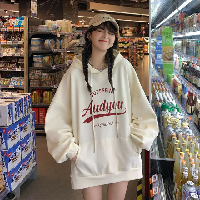 Cute Letter Printed Loose Hoodies