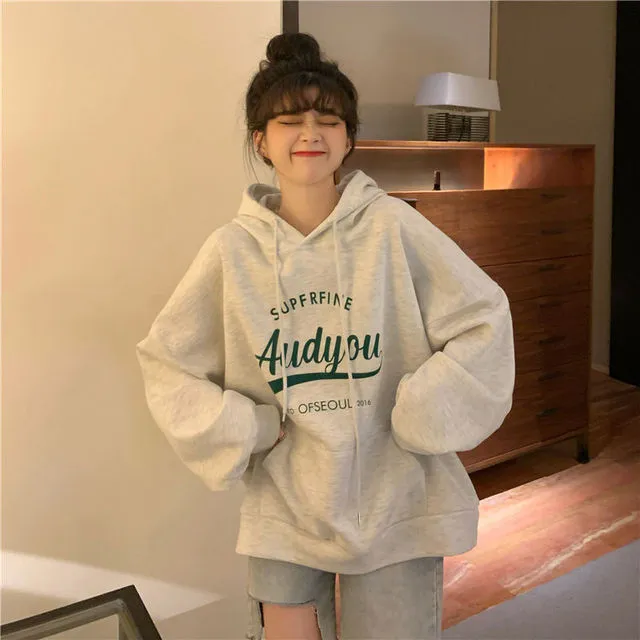 Cute Letter Printed Loose Hoodies