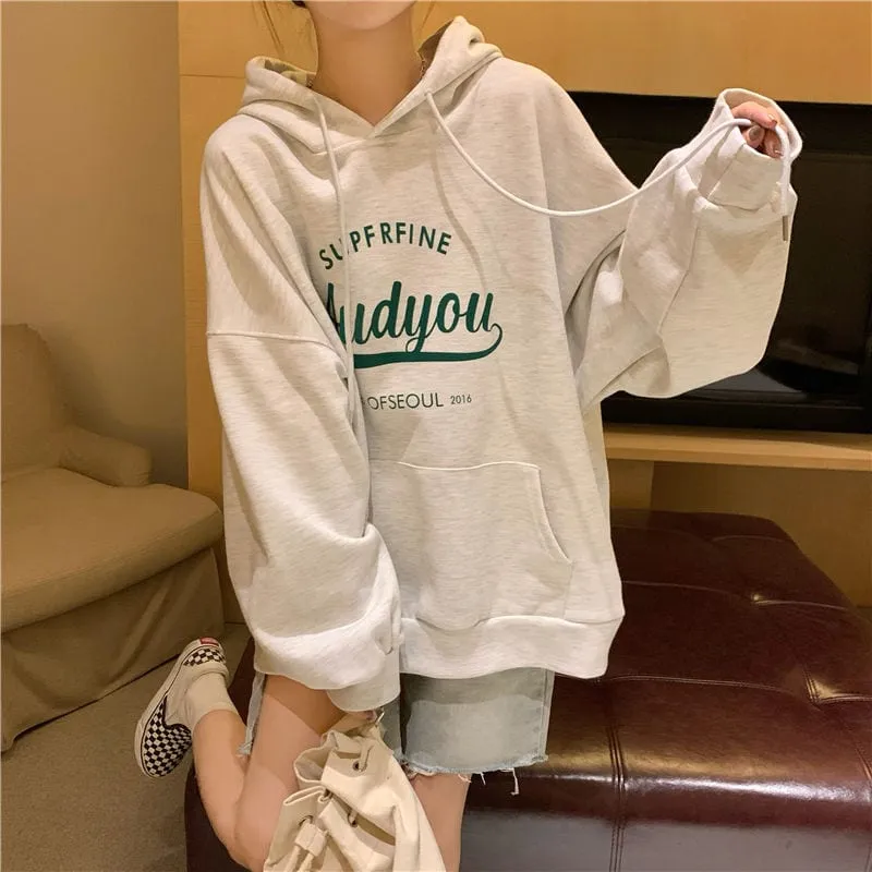 Cute Letter Printed Loose Hoodies