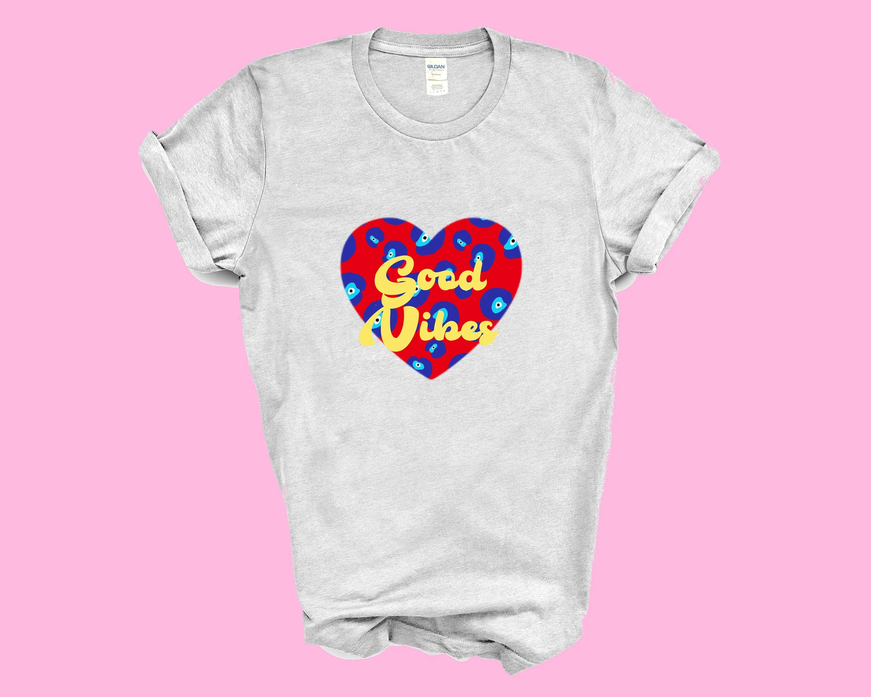 Evil Eye Leopard Print Good Vibes T shirt Animal Print Top
