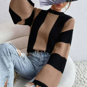 Funkyrel Atzbranding Limited - Round Neck Color-Block Knit Sweater