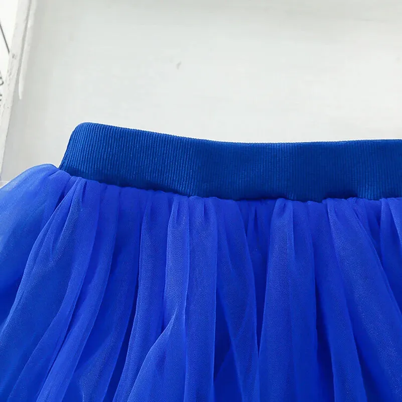 Girls' 2024 Summer New Solid Color Printed Colorful Pearl Treasure Blue Half Skirt