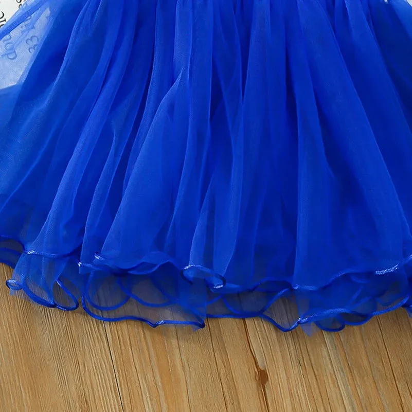 Girls' 2024 Summer New Solid Color Printed Colorful Pearl Treasure Blue Half Skirt
