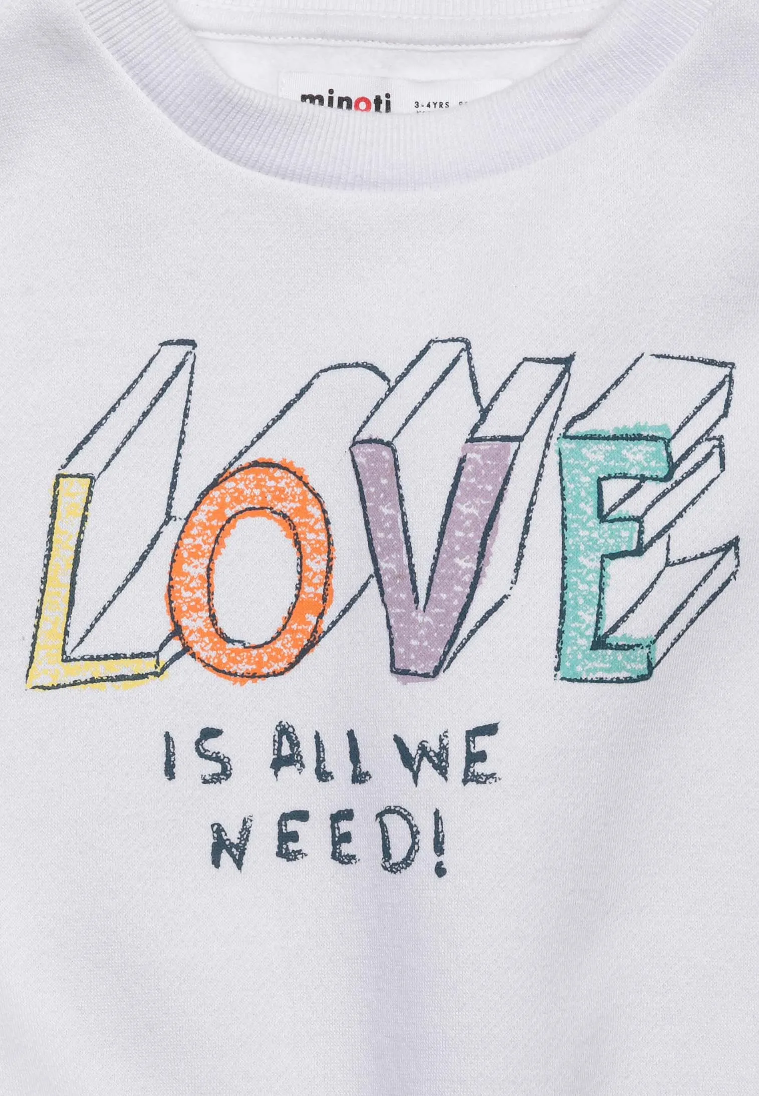Girls White Love Fleece Sweatshirt