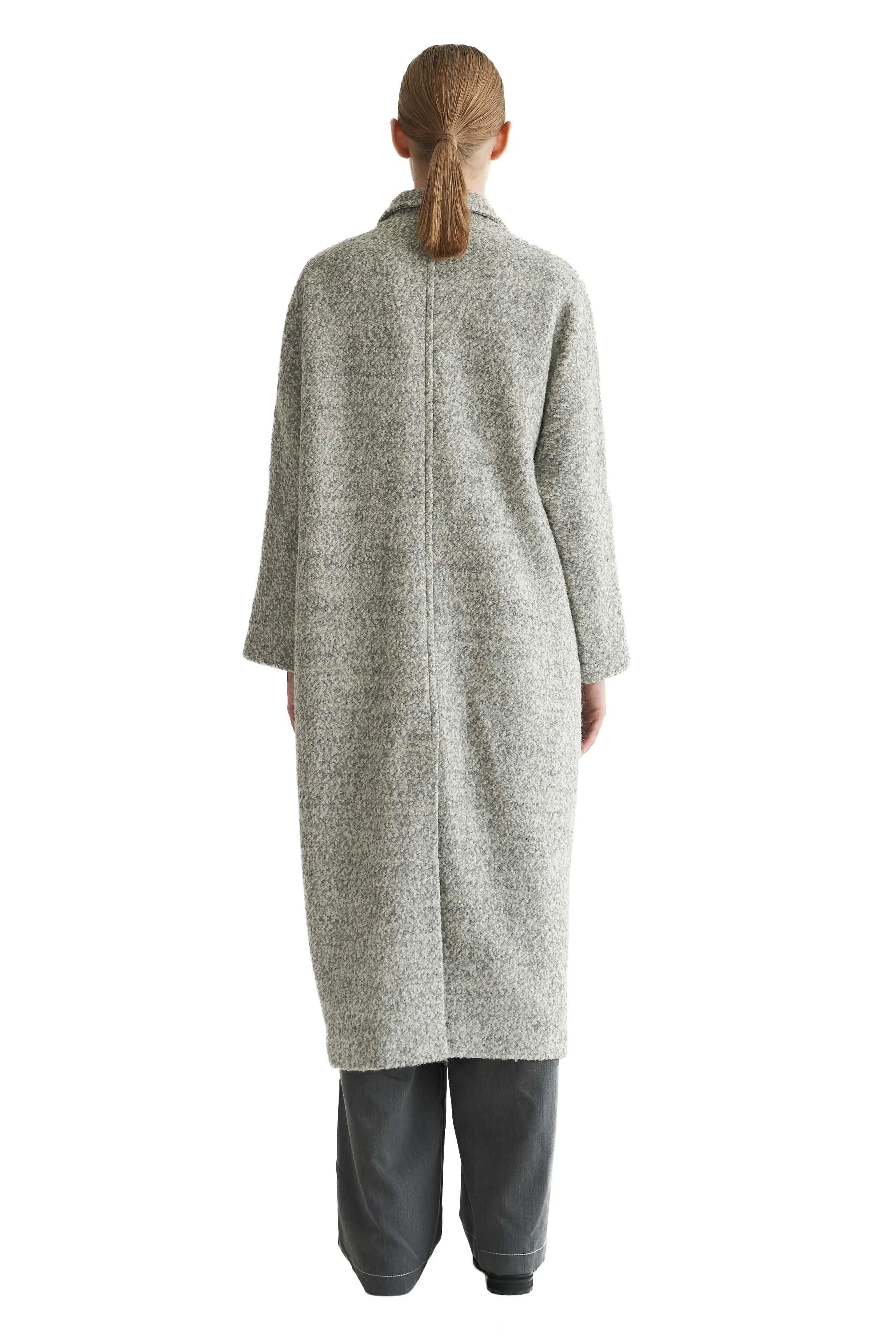 Grey Boucle Long Coat
