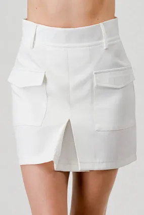 HIGH WAIST SIDE BIG POCKETS MINI SKIRT