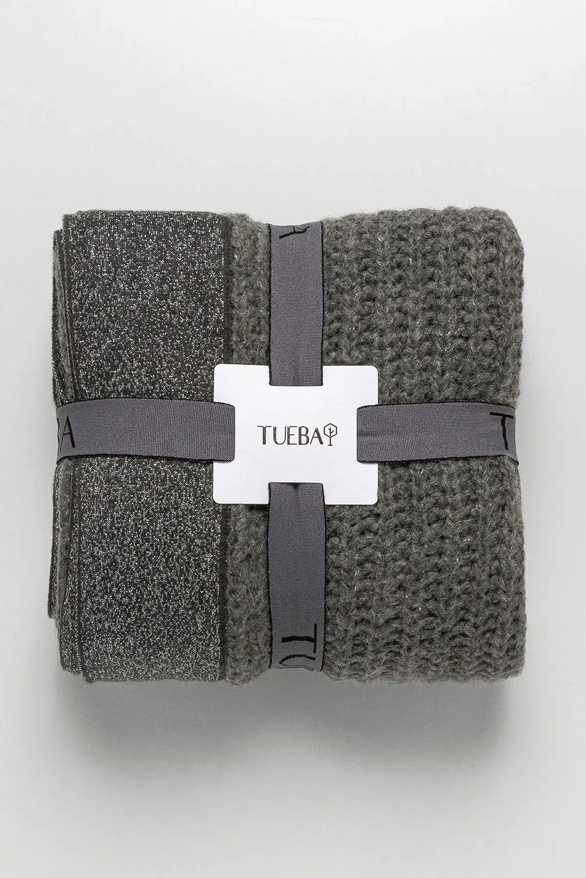 KNITWEAR BLANKET WITH GLITTERY EDGE - GREY