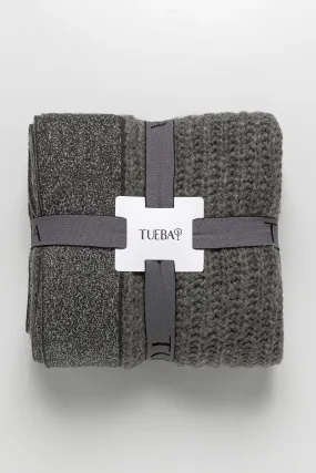 KNITWEAR BLANKET WITH GLITTERY EDGE - GREY