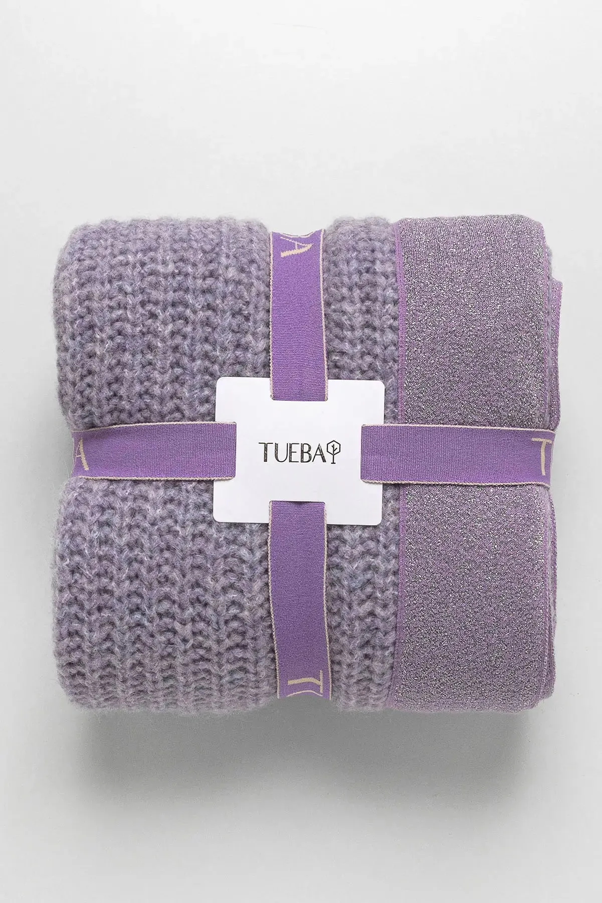 KNITWEAR BLANKET WITH GLITTERY EDGE - LILAC