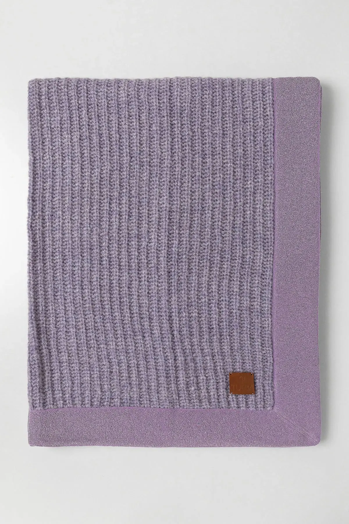 KNITWEAR BLANKET WITH GLITTERY EDGE - LILAC