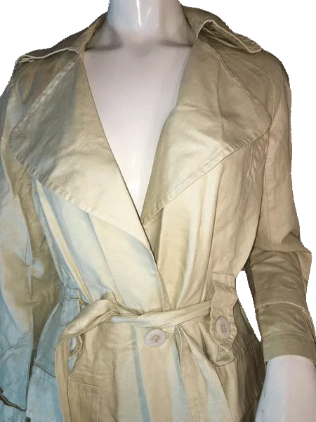 Liquid Cream Long Sleeve Trench Coat Size 8 SKU 000203