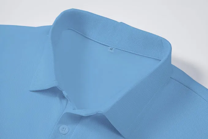 Men's Regular Fit Polo Neck Half Sleeve Solid Uniform T-Shirt | Polo T-Shirt for Men (Sky Blue)