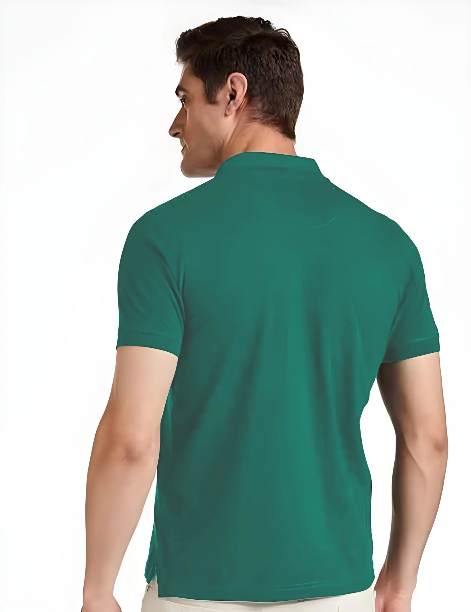 Men's Regular Fit Polo Neck Half Sleeve Solid Uniform T-Shirt | Polo T-Shirt for Men (Teal Green)
