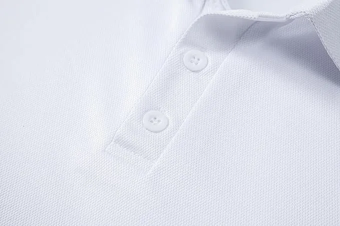 Men's Regular Fit Polo Neck Half Sleeve Solid Uniform T-Shirt | Polo T-Shirt for Men (White)