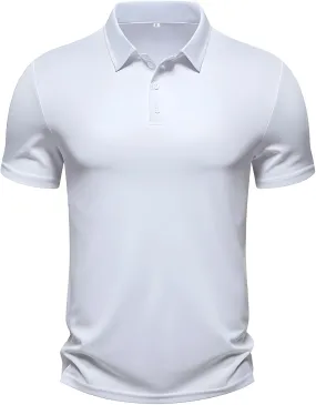 Men's Regular Fit Polo Neck Half Sleeve Solid Uniform T-Shirt | Polo T-Shirt for Men (White)