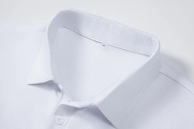 Men's Regular Fit Polo Neck Half Sleeve Solid Uniform T-Shirt | Polo T-Shirt for Men (White)