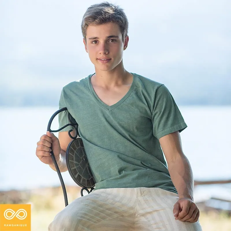 MONTEGO BAY 100% Organic Cotton V-neck T-shirt (Grown & Made in USA) (Latex-free, Elastic-free)