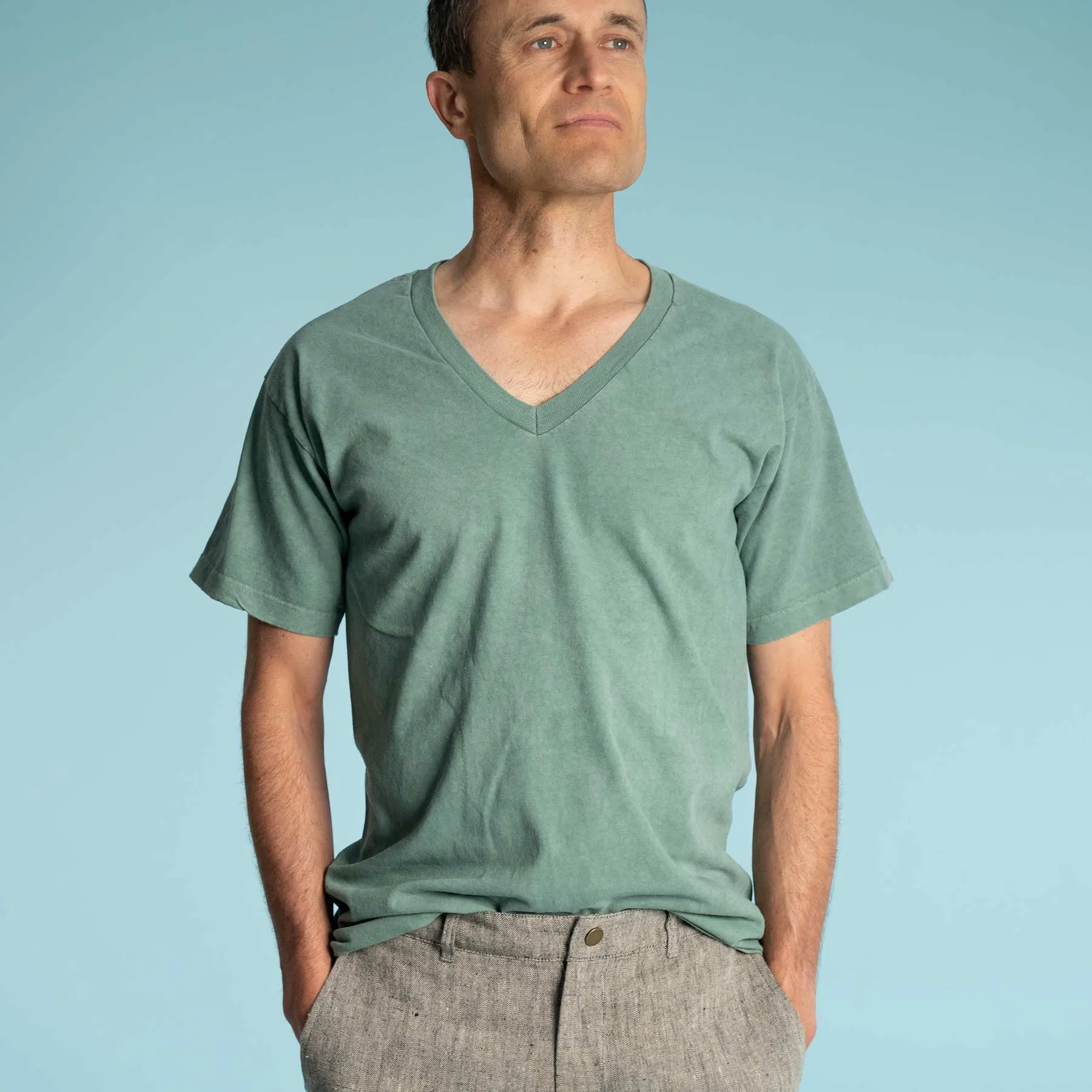 MONTEGO BAY 100% Organic Cotton V-neck T-shirt (Grown & Made in USA) (Latex-free, Elastic-free)