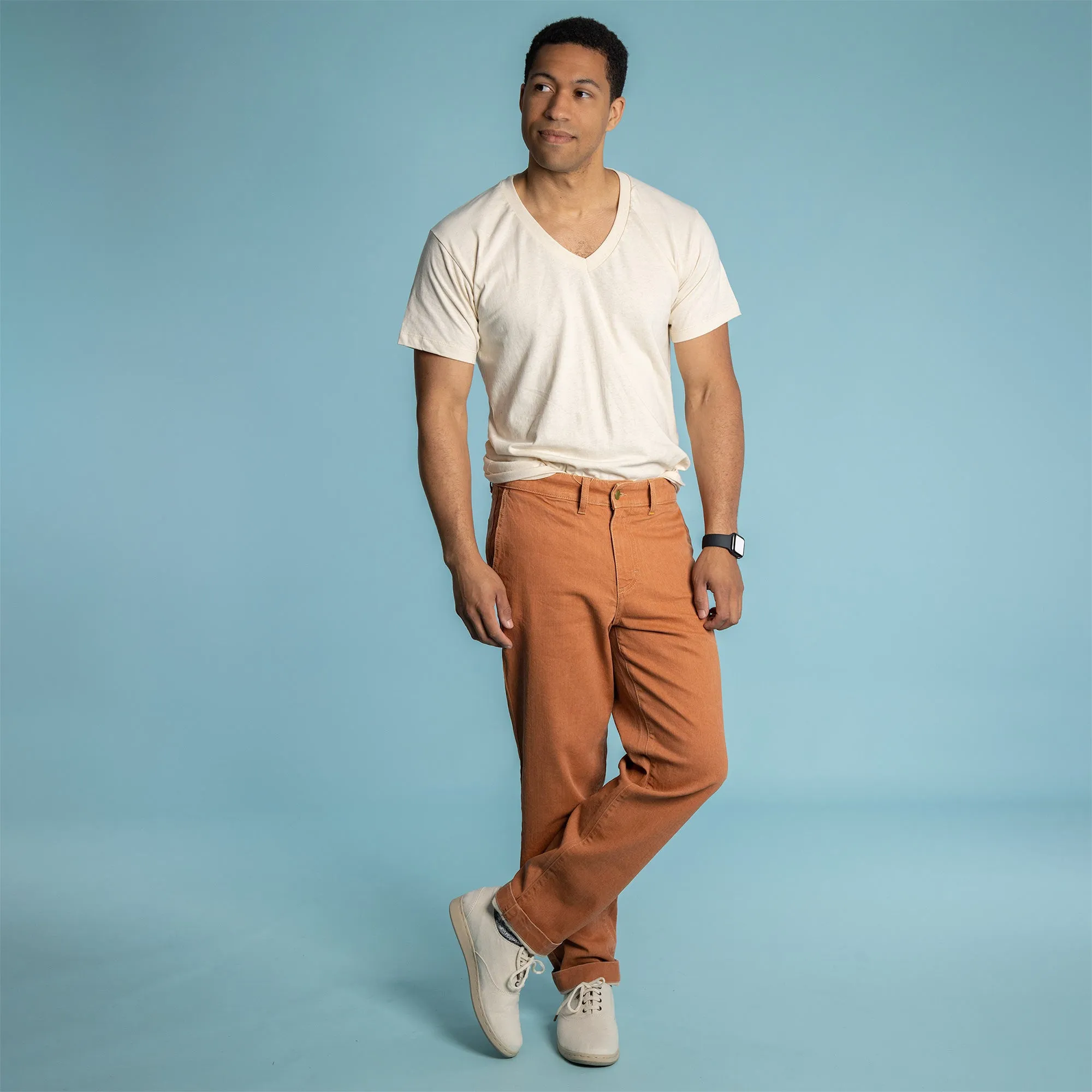 MONTEGO BAY 100% Organic Cotton V-neck T-shirt (Grown & Made in USA) (Latex-free, Elastic-free)