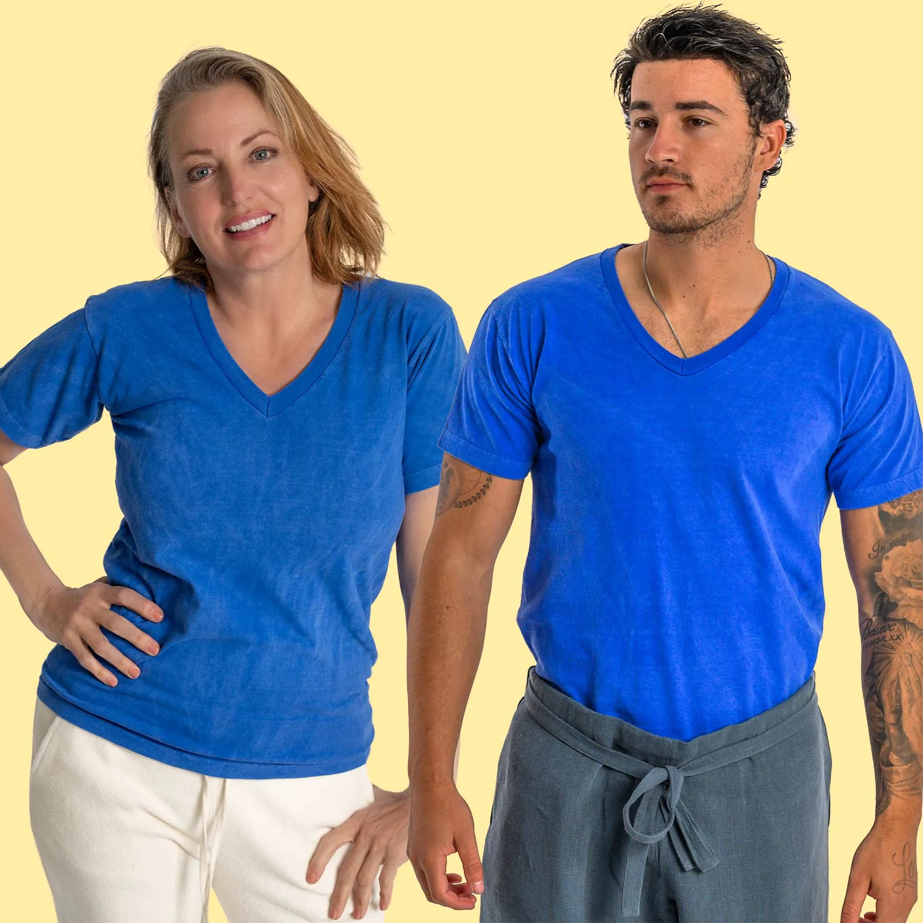 MONTEGO BAY 100% Organic Cotton V-neck T-shirt (Grown & Made in USA) (Latex-free, Elastic-free)