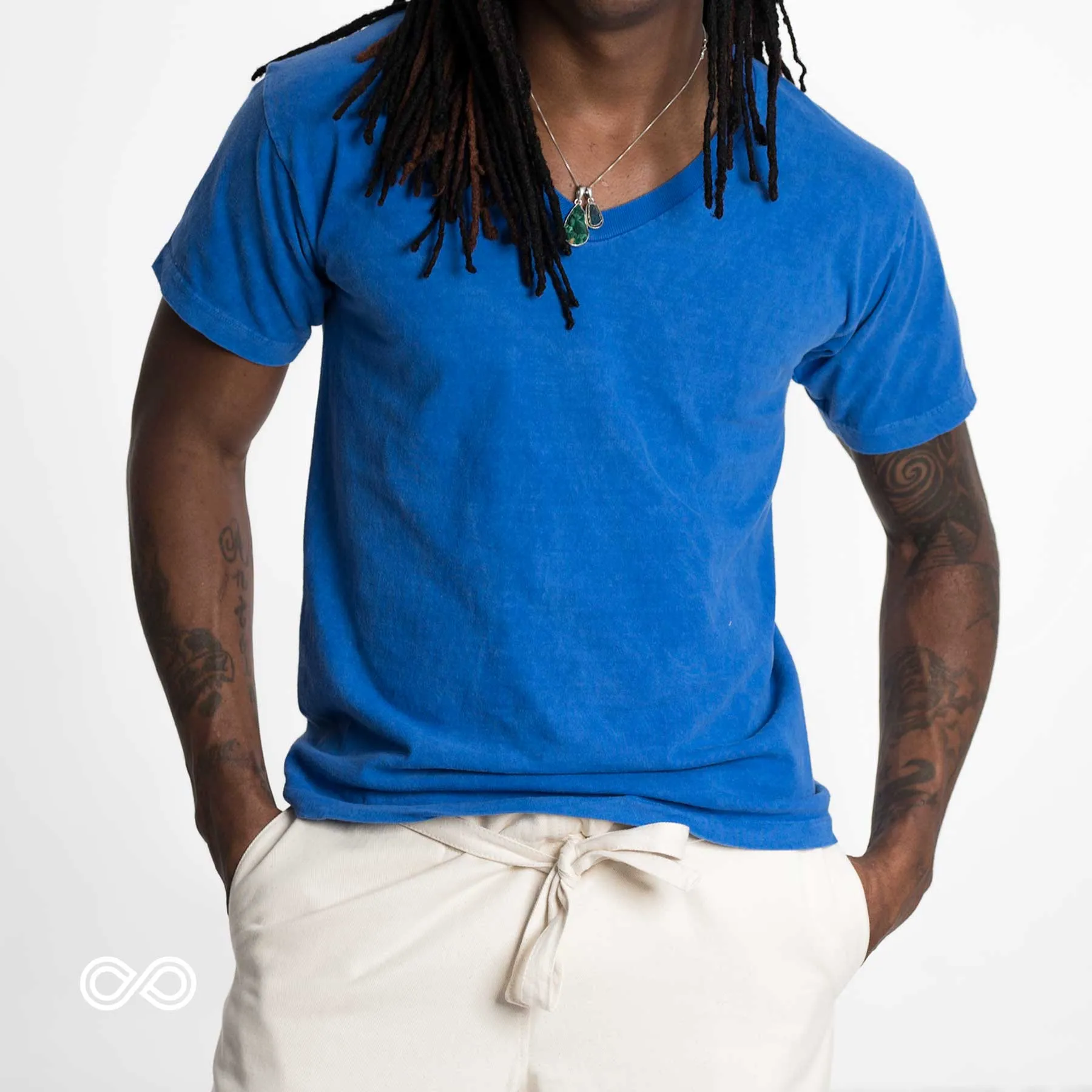 MONTEGO BAY 100% Organic Cotton V-neck T-shirt (Grown & Made in USA) (Latex-free, Elastic-free)