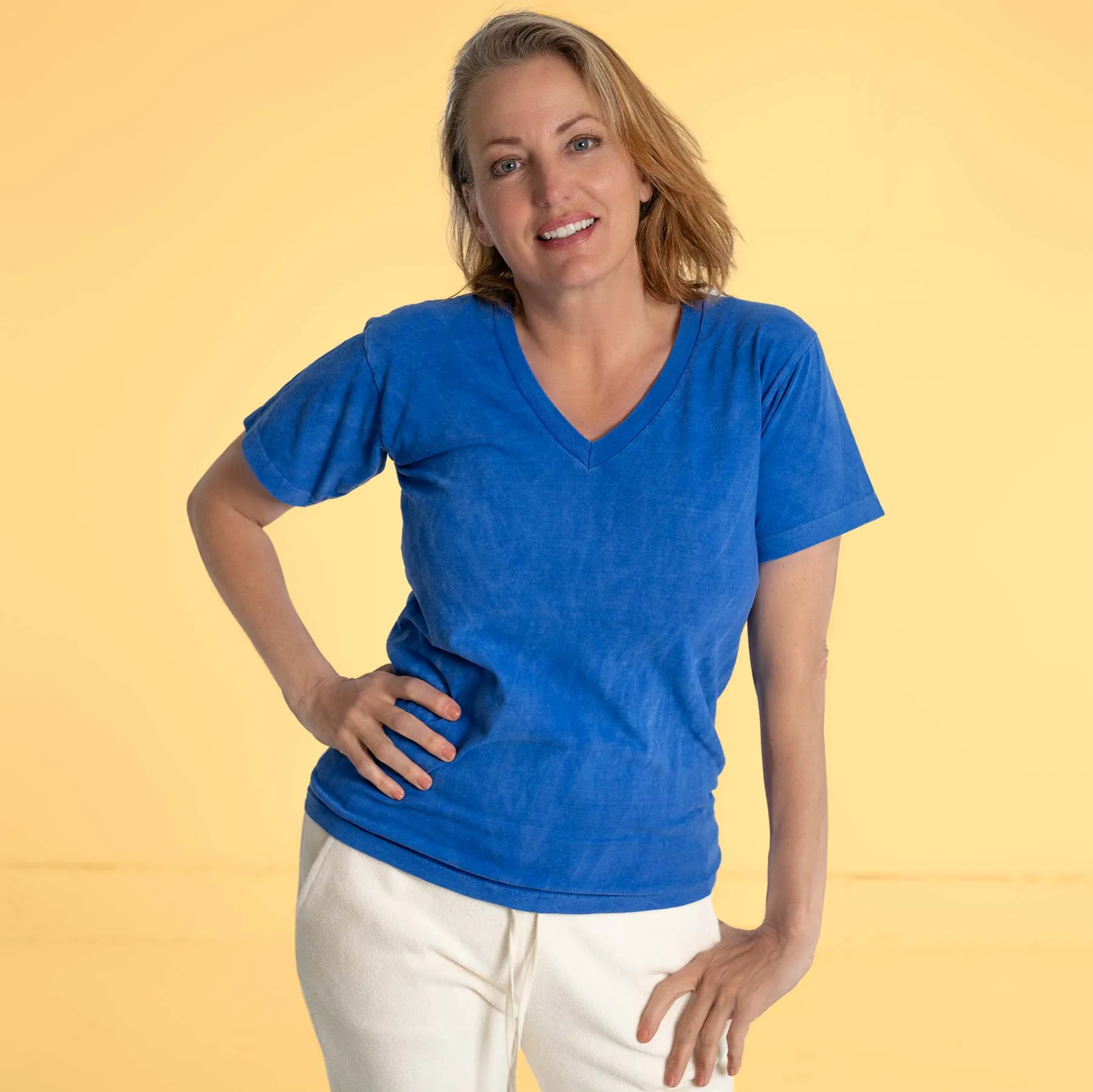 MONTEGO BAY 100% Organic Cotton V-neck T-shirt (Grown & Made in USA) (Latex-free, Elastic-free)