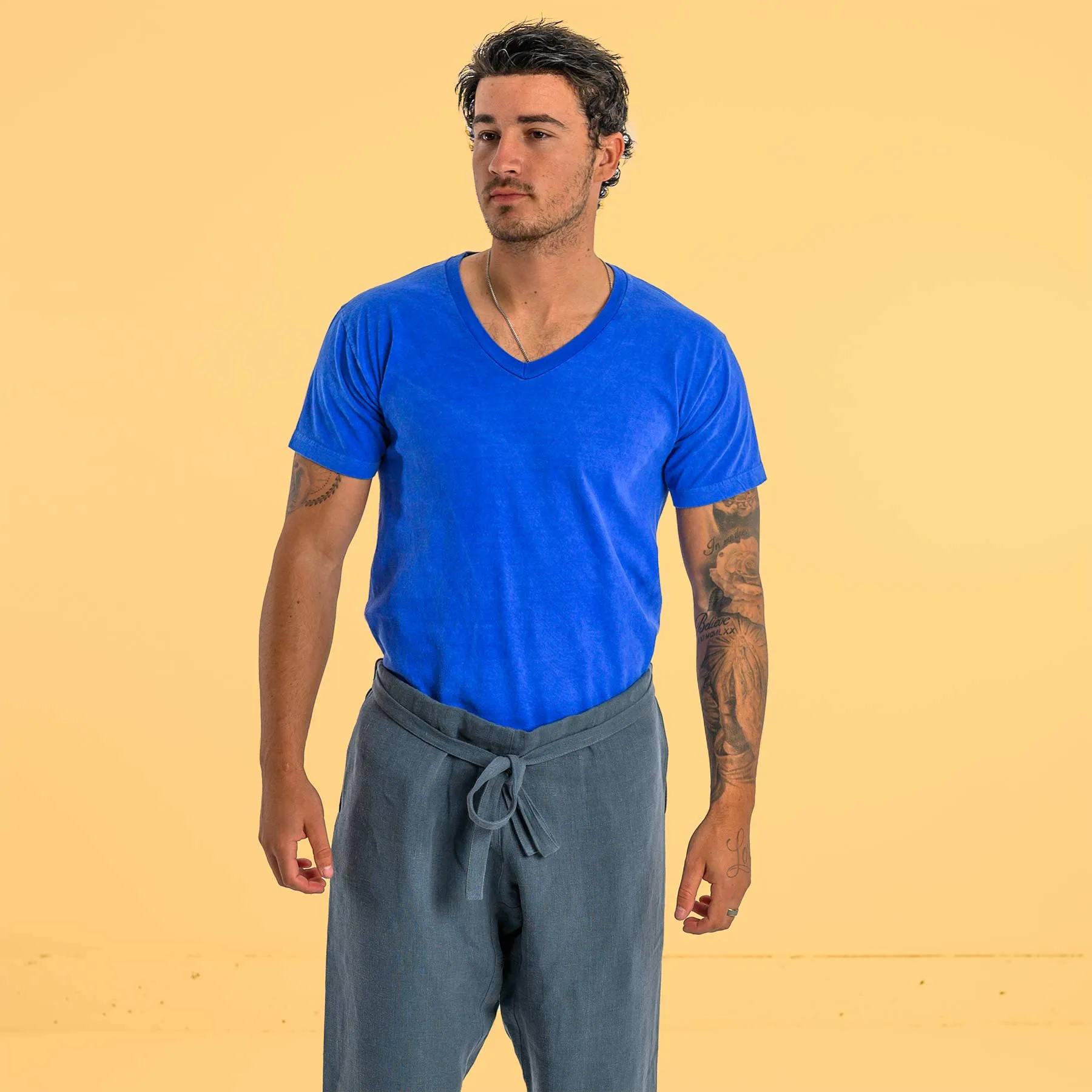 MONTEGO BAY 100% Organic Cotton V-neck T-shirt (Grown & Made in USA) (Latex-free, Elastic-free)