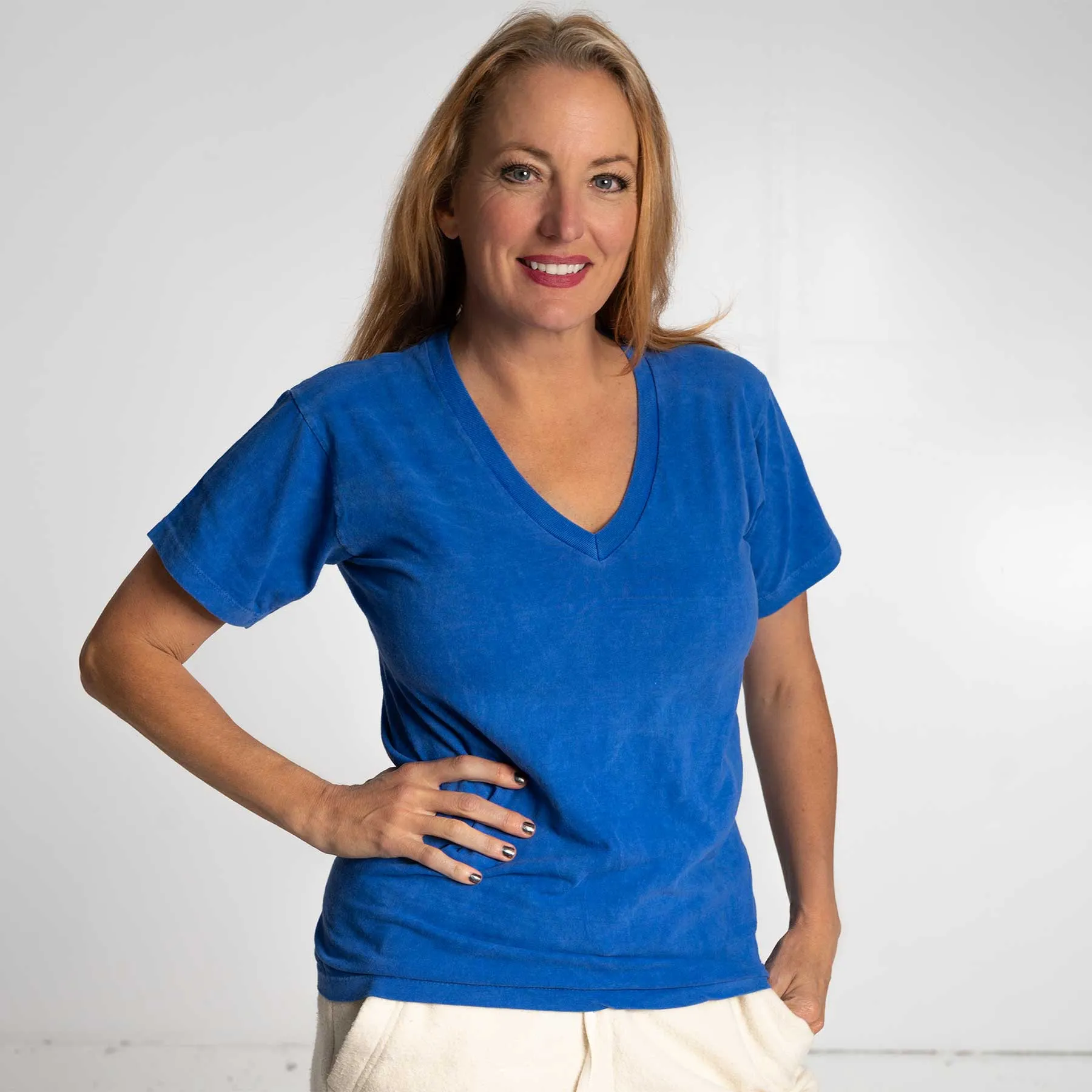 MONTEGO BAY 100% Organic Cotton V-neck T-shirt (Grown & Made in USA) (Latex-free, Elastic-free)