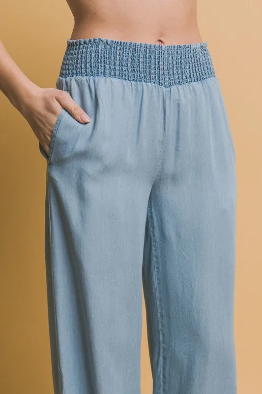 Smocked High Waisted Pant